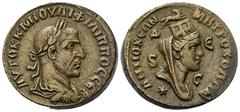 Roman Provincial Seleukis und Pierien. Antiochia am Orontes. Philippus I. Arabs (244 - 249 n. Chr.). Bronze. Vs: Büste des Philippus in Rückansicht mit Lorbeerkranz, Paludament und Panzer rechts. Rs: 