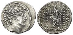 Greek Seleukidisches Königreich. Philippos I. Philadelphos (95/4 - 76/5 v. Chr.). Tetradrachme (Silber). Nach 95 v. Chr. Antiochia am Orontes. Vs: Kopf des Philippos I. mit Diadem rechts. Rs: Zeus mit