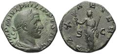 Römische Kaiserzeit. Philippus I. Arabs (244 - 249 n. Chr.). Sesterz (Bronze). 244 - 245 n. Chr. Vs: IMP M IVL PHILIPPVS AVG. Drapierte, kürassierte Büste mit Lorbeerkranz nach rechts. Rs: PAX AETERNA