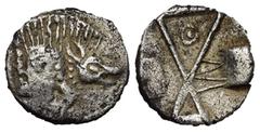 Greek Dynasten von Lykien. Unbestimmte Dynasten. 1/3 Stater. Um 500 v. Chr. Vs: Eberprotome rechts. Rs: Unregelmäßiges Quadratum incusum mit diagonalen Querbalken und Kreis mit zentralem Punkt. 14 mm.