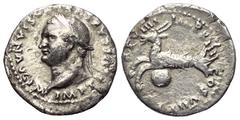 Roman Imperial Coinage Titus (79 - 81 n. Chr.). Denar (Silber). 79 n. Chr. Rom. Vs: IMP TITVS CAES VESPASIAN AVG P M. Kopf mit Lorbeerkranz links. Rs: TR P VIIII IMP XIIII COS VII P P. Capricorn nach 