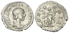 Roman Imperial Coinage Iulia Aquilia Severa. Denar (Silber). 220 - 221 n. Chr. Rom. Vs: IVLIA AQVILIA SEVERA AVG. Drapierte Büste rechts. Rs: CONCORDIA. Concordia mit Doppelfüllhorn nach links stehend