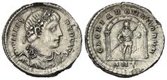 Roman Imperial Coinage Valens (364 - 378 n. Chr.). Miliarense (Silber). 367 - 375 n. Chr. Antiochia. Vs: D N VALENS PER F AVG. Büste mit Rosettendiadem, Drapierung und Panzer rechts. Rs: GLORIA ROMANO