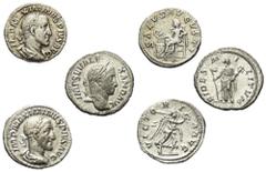 Lots - Ancient Coins Römische Münzen - Lots. Kaiserzeit. Lot (3 Stück, Silber): Denare des Severus Alexander (222 - 235 n. Chr.) (1x) und Maximinus Thrax (235 - 238 n. Chr.) (2x). Sehr schön. Verkauft