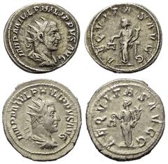 Lots - Ancient Coins Römische Münzen - Lots. Kaiserzeit. Lot (2 Stück, Silber): Antoniniane des Philippus I. Arabs (244 - 249 n. Chr.). Sehr schön. Verkauft wie besehen, keine Rückgabe / Sold as viewe