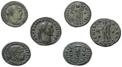 Lots - Ancient Coins Römische Münzen - Lots. Kaiserzeit. Lot (3 Stück, Bronze): Folles des Constantinus I. (307 - 337 n. Chr.) (2x) und Maximinus II. Daia (310 - 313 n. Chr.). Sehr schön / fast vorzüg
