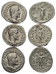 Lots. Maximinus I. Thrax (235 - 238 n. Chr.) Lot (3 Stück): 3 Denare. Rom. Vs: Büste rechts. Rs: Pax mit Zweig und Szepter n. l. stehend / Fides mit zwei Standarten n. l. stehend / Maximinus mit erhob