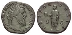 Didius Iulianus (193 n. Chr.). Sesterz. 193 n. Chr. Rom. Vs: IMP CAES M DID SEVER IVLIAN AVG. Kopf mit Lorbeerkranz rechts. Rs: RECTOR ORBIS / S - C. Didius Iulianus in Toga mit Globus und Schriftroll
