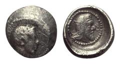 Greek Dynasten von Lykien. Kherei (ca. 430 - 410 v. Chr.). 1/12 Stater. Vs: Kopf der Athena mit attischem Helm rechts. Rs: Kopf des Dynasten mit persischer Kyrbasia rechts; das Ganze in Perlkreis in r