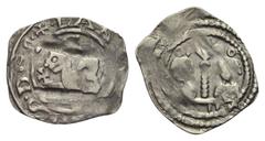 Medieval - Austria Kärnten. Bernhard (1202 - 1256). Pfennig (Friesacher Schlag). Vs: Löwe mit Kreuzstab nach links. Rs: Zwei Büsten über Mauer, dazwischen Palme, oben zwei Ringel. 19 mm. 0,90 g. CNA C