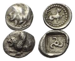 Greek Griechische Münzen - Lots. Lykien / Dynasten von Lykien. Tlos / Kuprlli (ca. 470 / 440 v. Chr.). Lot (2 Stück): 1 Hemiobol, 1 Obol. 4. Jhdt. v. Chr. Vs: Athenakopf bzw. geflügelte Löwenprotome l