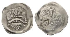 Medieval - Germany Passau - Bistum. Gebhard von Plain (1222 - 1232) bis Rudiger von Bergheim (1233 - 1250). Pfennig (Silber). um 1220/1240. Passau. Vs: Kopf mit Mitra zwischen zwei Sternen unter Bogen
