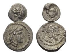 Greek Griechische Münzen - Lots. Satrapen und Dynasten von Karien / Satrapen und Dynasten von Kilikien. Hekatomnos (ca. 392 - 377 v. Chr.) / Tarkumuwa (ca. 378 - 372 v. Chr.). Lot (2 Stück): 1 Tetarte