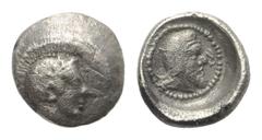 Greek Dynasten von Lykien. Kherei (ca. 430 - 410 v. Chr.). 1/12 Stater (Silber). Vs: Kopf der Athena mit attischem Helm rechts. Rs: Kopf des Dynasten Kherei mit persischer Kyrbasia rechts; das Ganze i