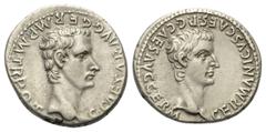 Roman Imperial Caligula (37 - 41 n. Chr.). Caligula und Germanicus. Denar (Silber). 37 - 38 n. Chr. Lugdunum. Vs: C CAESAR AVG GERM P M TR POT. Kopf des Caligula rechts. Rs: GERMANICVS CAES P C CAES A