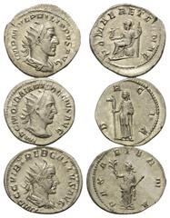 Lots - Ancient Coins Römische Münzen - Lots. Philippus I. Arabs (244 - 249 n. Chr.) / Traianus Decius (249 - 251 n. Chr.) / Trebonianus Gallus (251 - 253 n. Chr.) Lot (3 Stück): 3 Antoniniane (Silber)