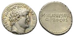 Roman Imperatorial Marcus Antonius. Denar (Silber). 32 v. Chr. Athen. Vs: ANTON AVG IMP III COS DES III III V R P C. Kopf des Marcus Antonius rechts; hinter dem Ohr Stempelschneidersignatur P. Rs: M S