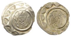 Medieval - Germany Augsburg - königliche Münzstätte. Friedrich I. (1152 - 1190). Pfennig (Silber). Augsburg (?). Vs: Gekrönte Büste in Dreiviertelansicht mit Lilienszepter in der Rechten und Fahne in 