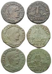 Lots - Ancient Coins Provinzialrömische Münzen - Lots. Viminacium (Moesia Superior). Philippus I. Arabs (244 - 249 n. Chr.) / Philippus II. (244 - 247 n. Chr.). Lot (3 Stück): 3 Bronzen. Vs: Büste rec