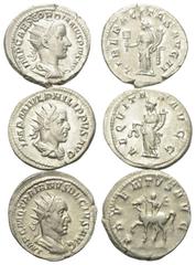Lots - Ancient Coins Römische Münzen - Lots. Gordianus III. (238 - 244 n. Chr.) / Philippus I. Arabs (244 - 249 n. Chr.) / Traianus Decius (249 - 251 n. Chr.) Lot (3 Stück): 3 Antoniniane (Silber). Ro