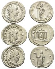 Lots - Ancient Coins Römische Münzen - Lots. Gordianus III. (238 - 244 n. Chr.) / Philippus I. Arabs (244 - 249 n. Chr.) / Traianus Decius (249 - 251 n. Chr.) Lot (3 Stück): 3 Antoniniane (Silber). Ro