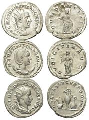 Lots - Ancient Coins Römische Münzen - Lots. Traianus Decius (249 - 251 n. Chr.) / Herennia Etruscilla (Gemahlin des Traianus Decius) / Herennius Etruscus (Caesar 250 - 251 n. Chr.) Lot (3 Stück): 3 A