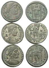Lots - Ancient Coins Römische Münzen - Lots. Vetranio (350 n. Chr.) / Constans (337 - 350 n. Chr.) / Constantius II. (337 - 361 n. Chr.) Lot (3 Stück): 3 Maiorinen. Thessalonica / Siscia. Vs: Büste re