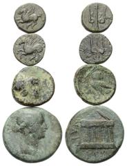 Griechische Münzen - Lots Griechische Münzen - Lots. Attika / Korinthia. Athen / Korinth / Korinth - Livia (gest. 29 n. Chr.). Lot (4 Stück): 4 Bronzen. 4. Jhdt. v. Chr. Vs: Athenakopf rechts / Pegaso