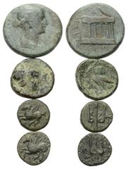Greek Coins - Lots Griechische Münzen - Lots. Attika / Korinthia. Athen / Korinth / Korinth - Livia (gest. 29 n. Chr.). Lot (4 Stück): 4 Bronzen. 4. Jhdt. v. Chr. Vs: Athenakopf rechts / Pegasos nach 
