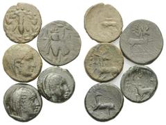 Greek Coins - Lots Griechische Münzen - Lots. Ionien. Ephesos. Lot (5 Stück): 5 Bronzen. 3. - 1. Jhdt. v. Chr. Vs: Biene in Kranz / Verschleierter Kopf der Arsinoe II. Rs: Hirsch nach rechts stehend /