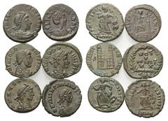 Roman Coins - Lots Römische Münzen - Lots. Theodosius I. (379 - 395 n. Chr.) / Aelia Flaccilla (Gemahlin des Theodosius I.) / Valentinianus II. (375 - 392 n. Chr.) / Arcadius (395 - 408 n. Chr.). Lot 