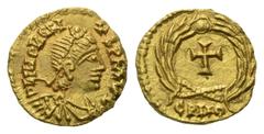 Migration Period Tremissis (Gold). Mitte 5. Jhdt. n. Chr. (im Namen des Honorius, 395 - 423 n. Chr.). Ungesicherte Münzstätte in Italien (?). Vs: D N HONORI - VS P F AVG (teilweise retrograd). Büste m