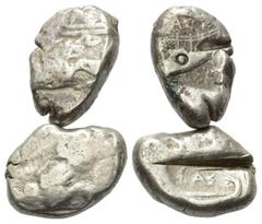 Greek Coins - Lots Griechische Münzen - Lots. Lykien. Phaselis. Lot (2 Stück, Silber): 2 Statere, ca. 5. Jhdt. v. Chr. Vs: Prora einer Galeere in Form eines Ebers links. Rs: Heck einer Galeere rechts.