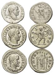 Roman Coins - Lots Römische Münzen - Lots. Caracalla (197 - 217 n. Chr.) / Severus Alexander (222 - 235 n. Chr.) / Maximinus I. Thrax (235 - 238 n. Chr.). Lot (3 Stück): 3 Denare (Silber). Rom. Vs: Bü