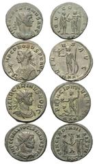 Roman Coins - Lots Römische Münzen - Lots. Aurelianus (270 - 275 n. Chr.) / Probus (276 - 282 n. Chr.) / Carinus (283 - 285 n. Chr.) / Diocletianus (284 - 305 n. Chr.). Lot (4 Stück): 4 Antoniniane. S