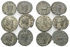 Roman Coins - Lots Römische Münzen - Lots. Gallienus (253 - 268 n. Chr.) / Postumus (260 - 269 n. Chr.) / Quintillus (270 n. Chr.) / Aurelianus (270 - 275 n. Chr.). Lot (6 Stück): 6 Antoniniane. Rom /