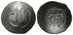 Byzantine Andronicus I. Comnenus (1183 - 1185 n. Chr.). Billon aspron trachy. 1183 - 1185 n. Chr. Constantinopolis. Vs: Jungfrau Maria mit Nimbus en face stehend, auf ihrer Brust Kopf des Christuskind