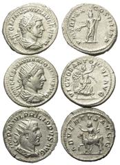 Roman Coins - Lots Römische Münzen - Lots. Caracalla (197 - 217 n. Chr.) / Elagabalus (218 - 222 n. Chr.) / Philippus I. Arabs (244 - 249 n. Chr.). Lot (3 Stück): 3 Antoniniane (Silber). Rom. Vs: Büst
