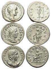 Roman Coins - Lots Römische Münzen - Lots. Gordianus III. (238 - 244 n. Chr.) / Philippus I. Arabs (244 - 249 n. Chr.) / Otacilia Severa (Gemahlin des Philippus I.). Lot (3 Stück): 3 Antoniniane (Silb