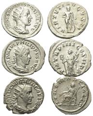 Roman Coins - Lots Römische Münzen - Lots. Gordianus III. (238 - 244 n. Chr.) / Philippus I. Arabs (244 - 249 n. Chr.) / Trebonianus Gallus (251 - 253 n. Chr.). Lot (3 Stück): 3 Antoniniane (Silber). 
