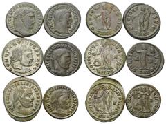 Roman Coins - Lots Römische Münzen - Lots. Constantinus I. der Große (307 - 337 n. Chr.) / Licinius I. (308 - 324 n. Chr.) / Maximinus II. Daia (310 - 313 n. Chr.). Lot (6 Stück): 6 Folles. Thessaloni