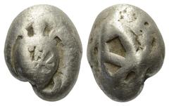 Greek Inseln vor Attika. Aigina. Stater (Silber). Ca. 470 - 445 v. Chr. Vs: Seeschildkröte. Rs: Fünfgeteiltes Quadratum incusum. 19 mm. 11,94 g. HGC 6, 435. Punzen, sehr schön.