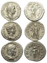 Römische Münzen - Lots. Severus Alexander (222 - 235 n. Chr.) / Iulia Mamaea (Mutter des Severus Alexander) / Maximinus I. Thrax (235 - 238 n. Chr.). Lot (3 Stück): 3 Denare (Silber). Rom. Vs: Büste r