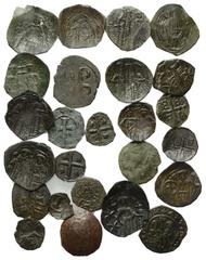 Byzantinische Münzen - Lots. Lot mit 25 Aspron Trachy, Stamena, Assaria und Follaros (Billon bzw. Kupfer) des 13. und 14. Jahrhunderts n. Chr. Fast sehr schön - fast vorzüglich. Verkauft wie besehen, 