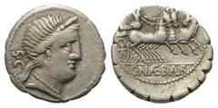 Roman Republican C. Naevius Balbus. Denar (Silber). 79 v. Chr. Rom. Vs: Kopf der Venus mit Diadem rechts, dahinter S C. Rs: C NAE BALB. Victoria in galoppierender Triga nach rechts fahrend; im Feld da