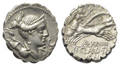 Roman Republican Ti. Claudius Nero. Denar (Silber). 79 v. Chr. Rom. Vs: Drapierte Büste der Diana mit Diadem, Bogen und Köcher rechts, im Feld rechts S C. Rs: TI CLAVD TI F / AP N. Victoria mit Kranz 
