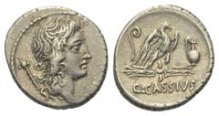Roman Republican Q. Cassius Longinus. Denar (Silber). 57 v. Chr. Rom. Vs: Kopf des Bonus Eventus (oder des Genius Populi Romani) rechts, im Feld links Szepter. Rs: Q CASSIVS. Adler mit geöffneten Schw
