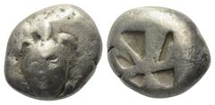 Greek Inseln vor Attika. Aigina. Stater (Silber). Ca. 470 - 445 v. Chr. Vs: Seeschildkröte. Rs: Fünfgeteiltes Quadratum incusum. 19 mm. 12,08 g. HGC 6, 435. Punzen, sehr schön.