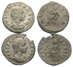 Roman Coins - Lots Römische Münzen - Lots. Römische Münzen - Lots. Römische Kaiserzeit. Lot (2 Stück): Denare (Silber). Julia Soaemias (218 - 211 n. Chr.) Vs: Büste rechts. Rs: VENVS CAELESTIS. Julia 