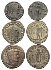 Roman Coins - Lots Römische Münzen - Lots. Römische Münzen - Lots. Römische Kaiserzeit. Constantius Chlorus als Augustus (306 - 307 n. Chr.) Galeria Valeria (gest. 315 n. Chr.). Lot (3 Stück): Folles.